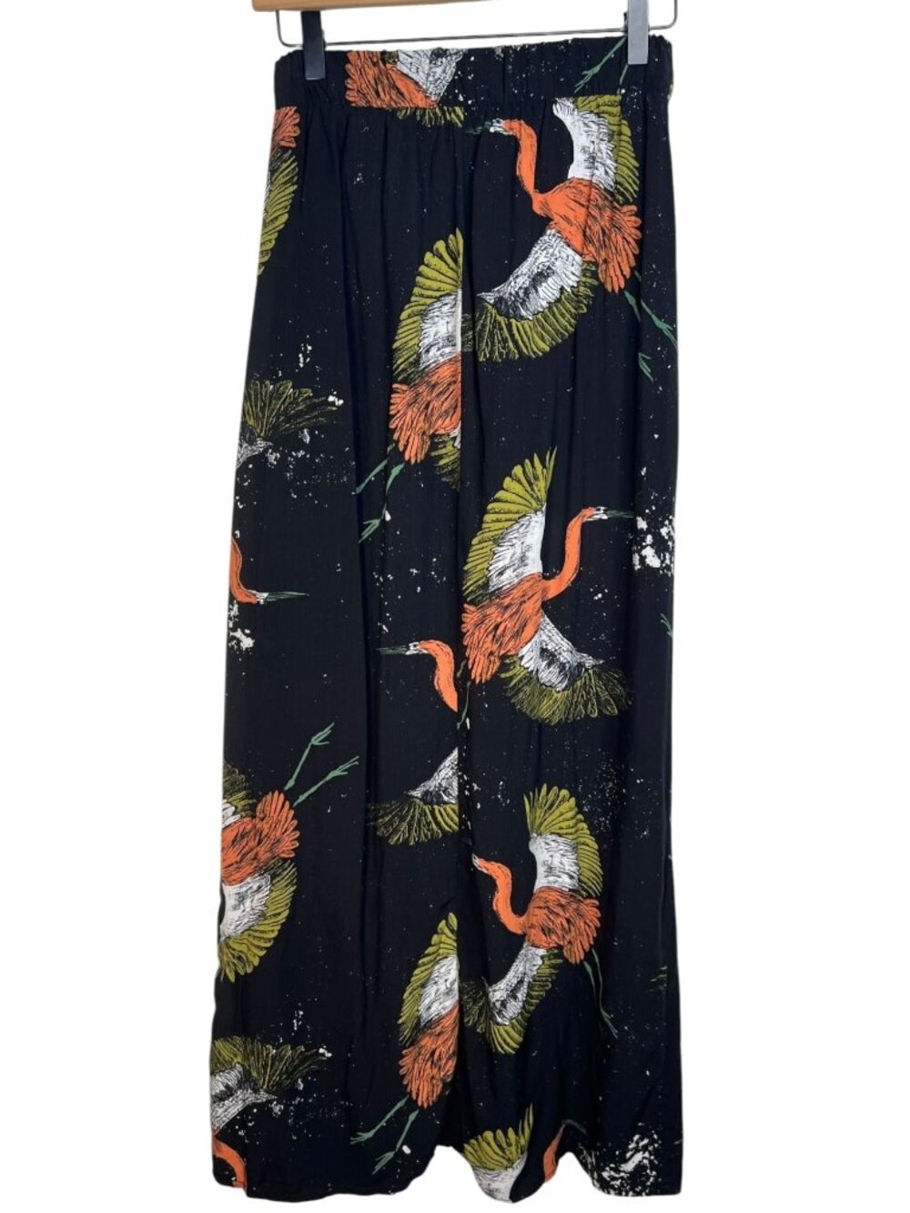 Topmark Crane Bird Print Maxi Skirt Bird Black Multicolor Small